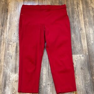 Briggs Red Cropped Pull On Pants - Size 14